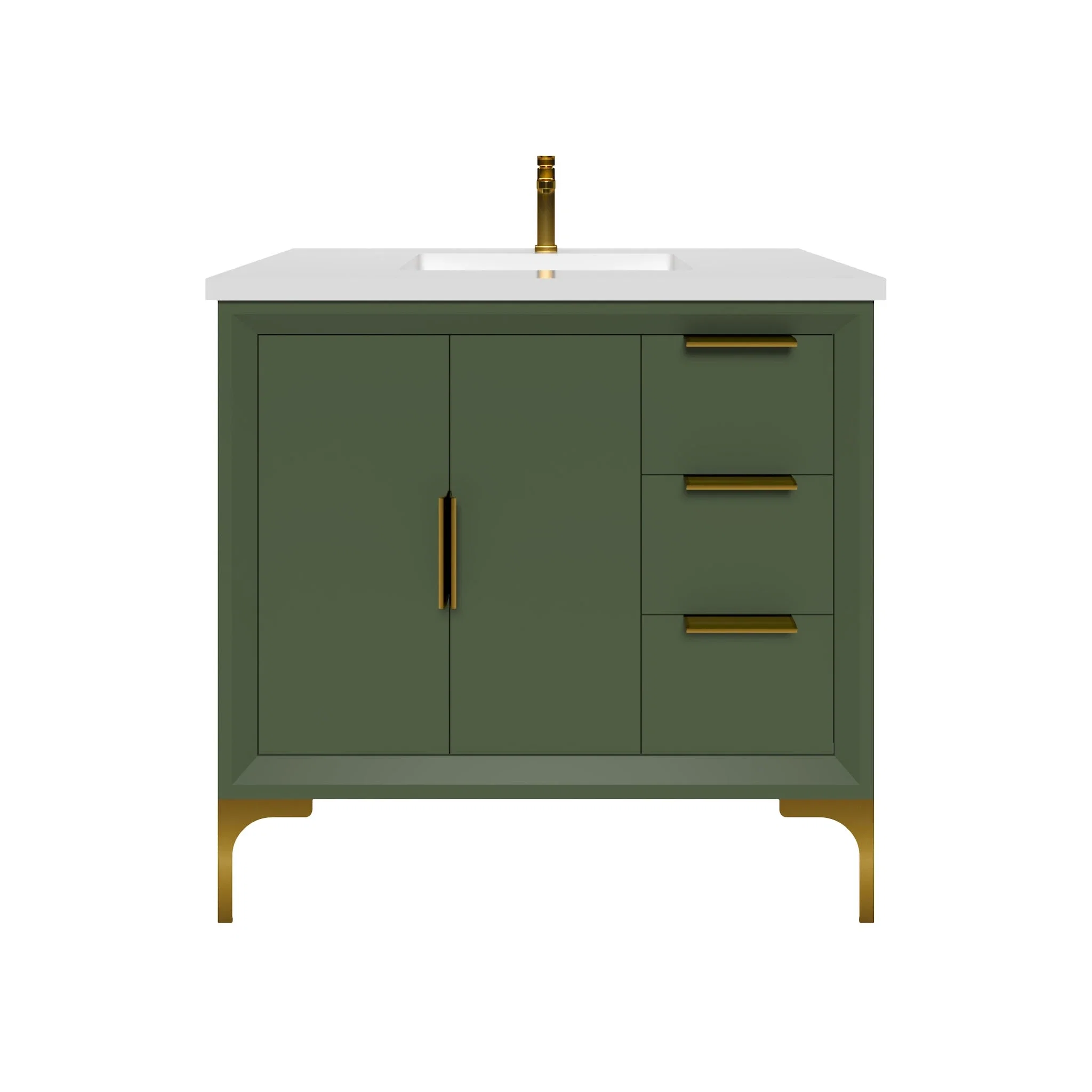 Oxford 36 inch bathroom vanity in Sage Green, front view