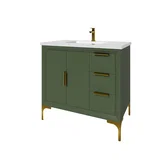 Oxford 36 inch bathroom vanity in Sage Green, angled view