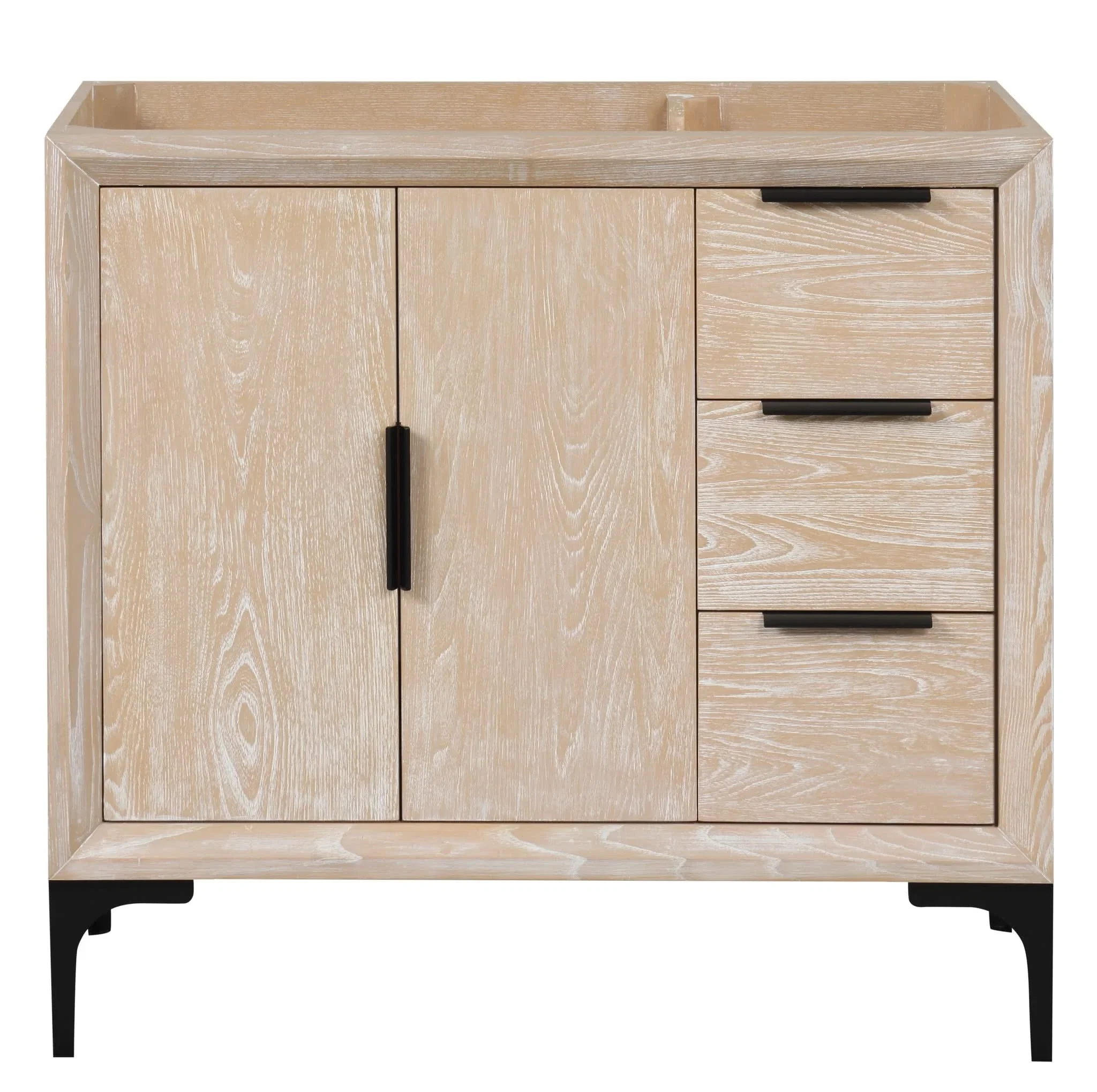 Oxford 36 inch bathroom vanity in Whitewashed Ash, product view