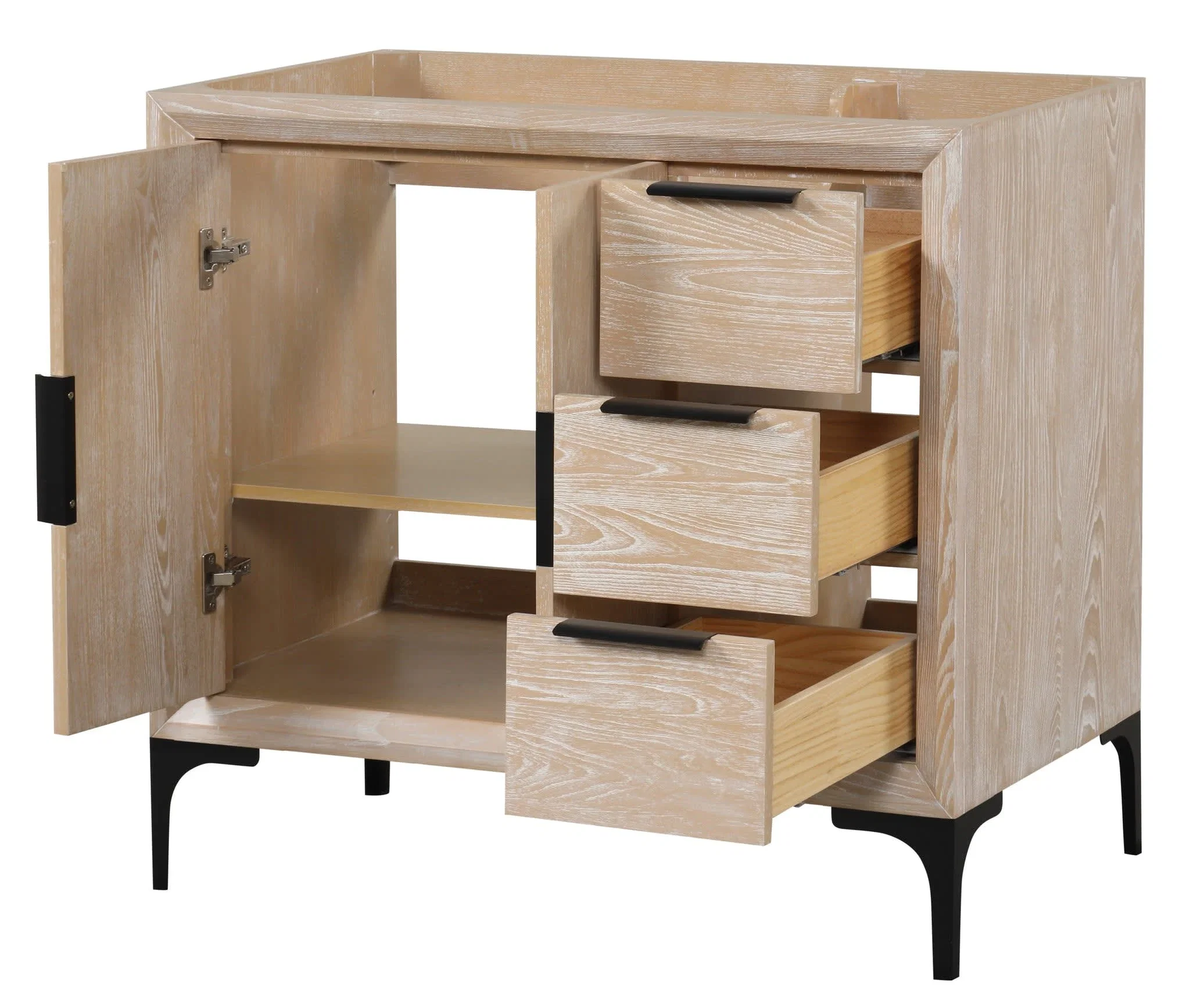 Oxford 36 inch bathroom vanity in Whitewashed Ash, product view