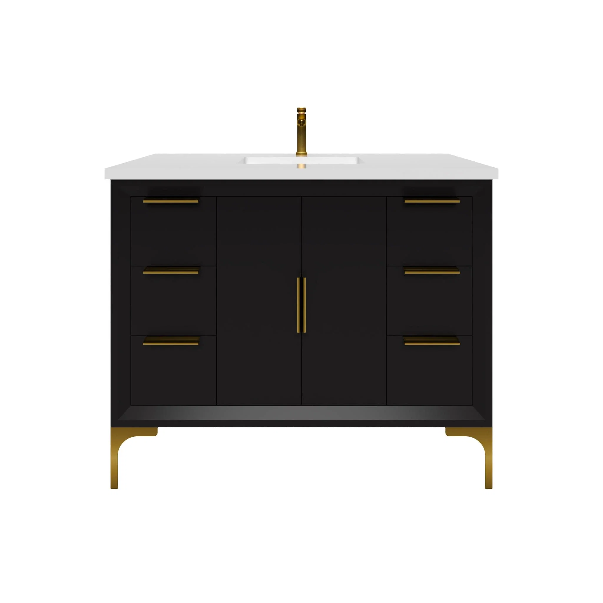 Oxford 42 inch bathroom vanity in Black, front view