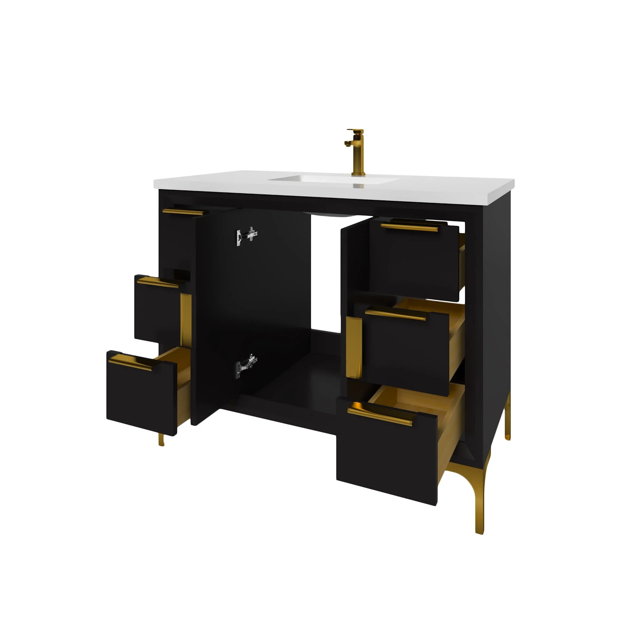 Oxford 42 inch bathroom vanity in Black, doors open