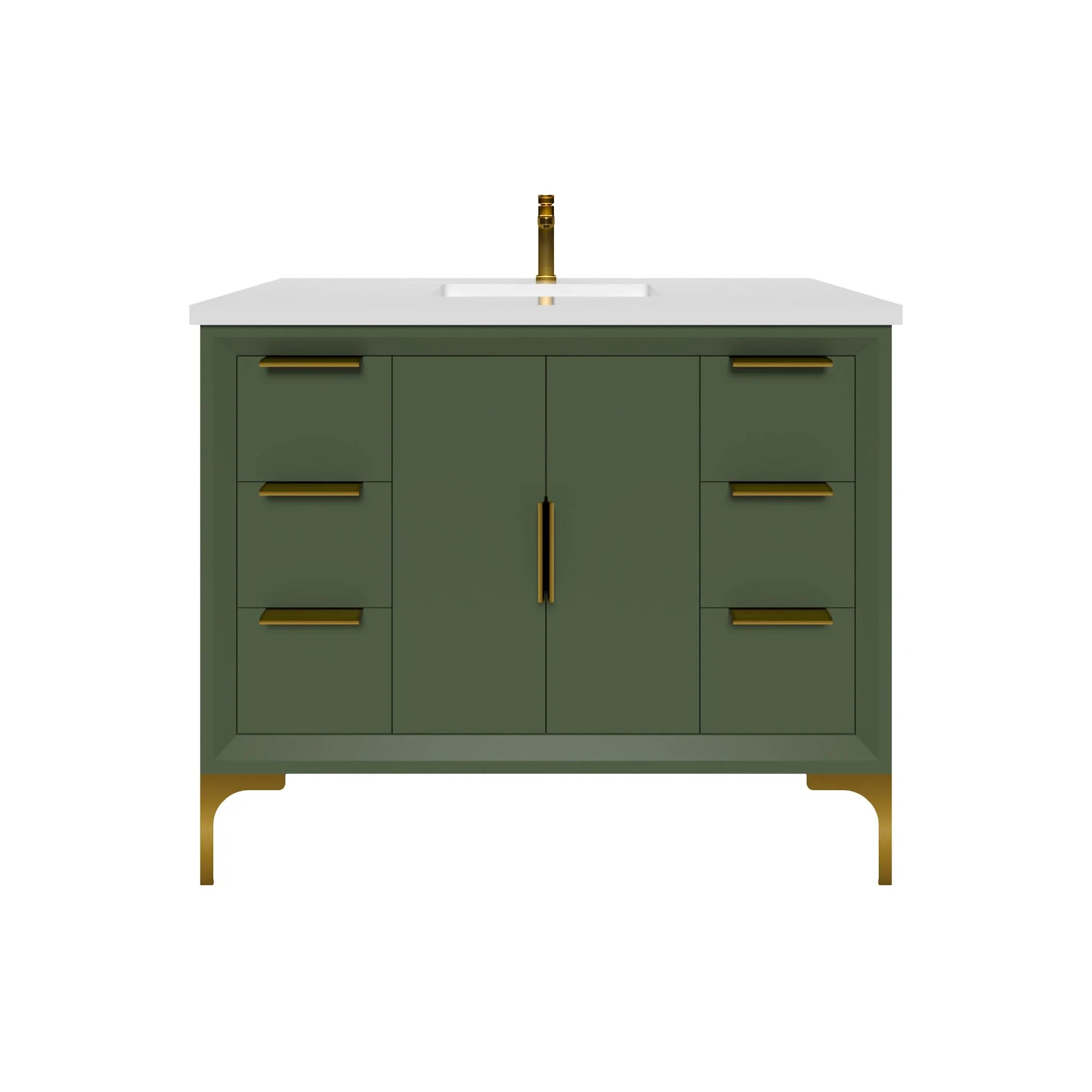 Oxford 42 inch bathroom vanity in Sage Green, front view