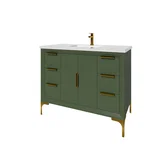 Oxford 42 inch bathroom vanity in Sage Green, angled view