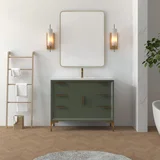 Oxford 42 inch bathroom vanity in Sage Green, styled in a modern bathroom