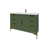 Oxford 48 inch bathroom vanity in Sage Green, angled view