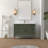 Oxford 48 inch bathroom vanity in Sage Green, styled in a modern bathroom