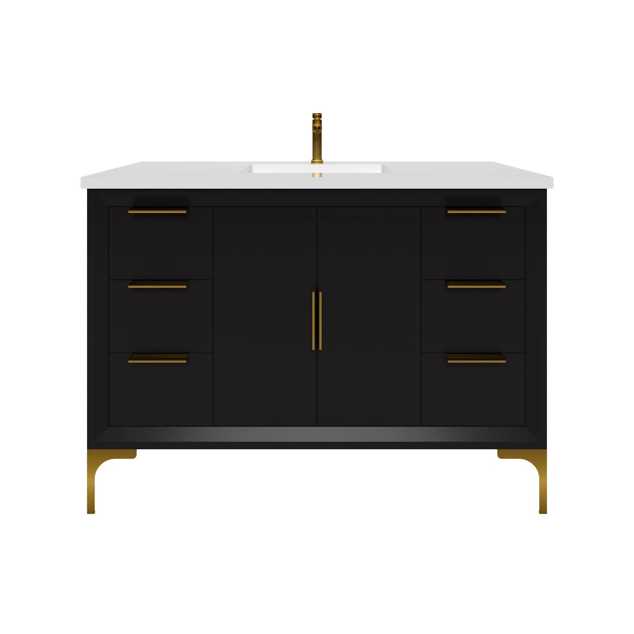 Oxford 48 inch bathroom vanity in Black, front view