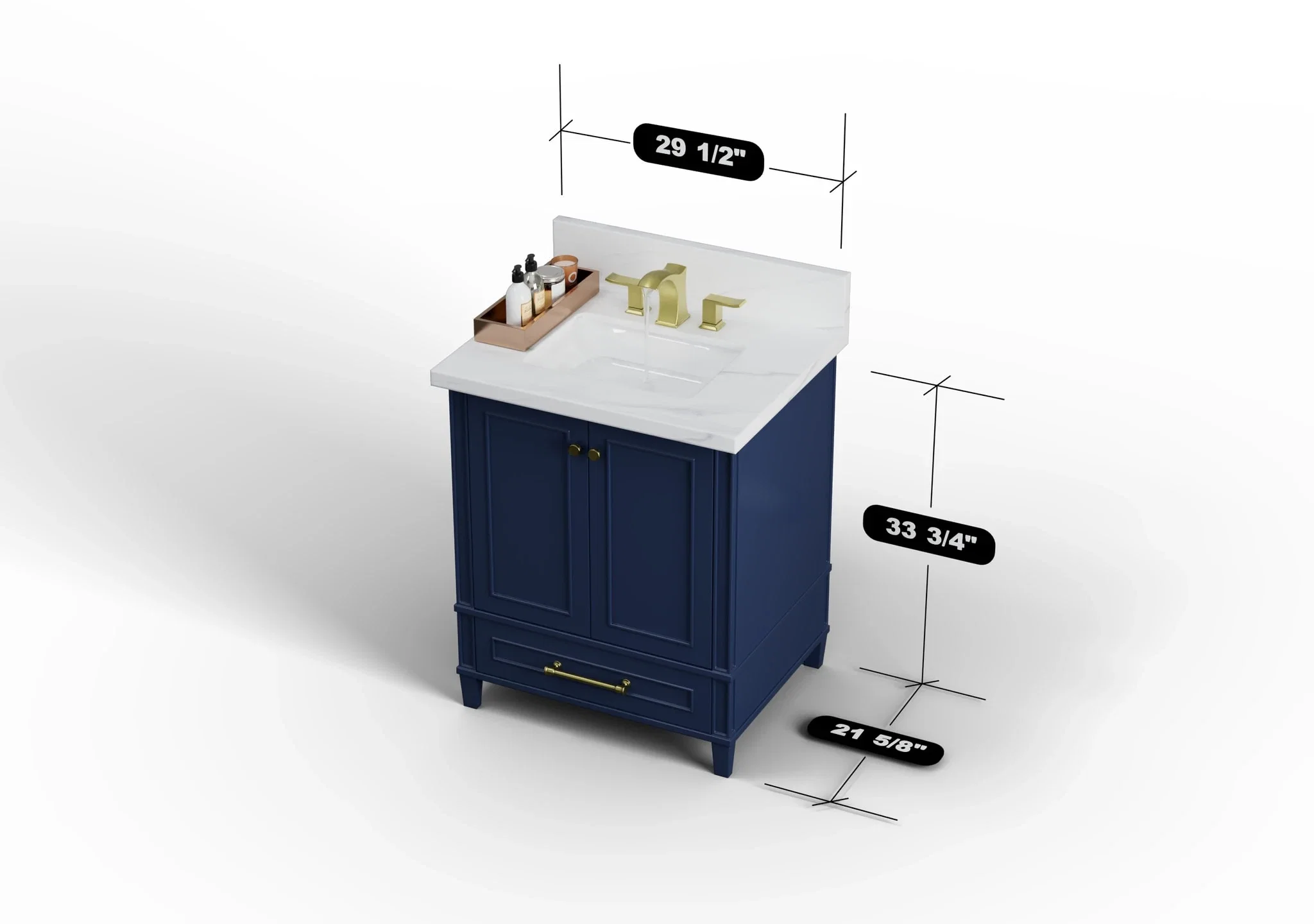 Windsor 30 inch bathroom vanity in Navy Blue, studio render