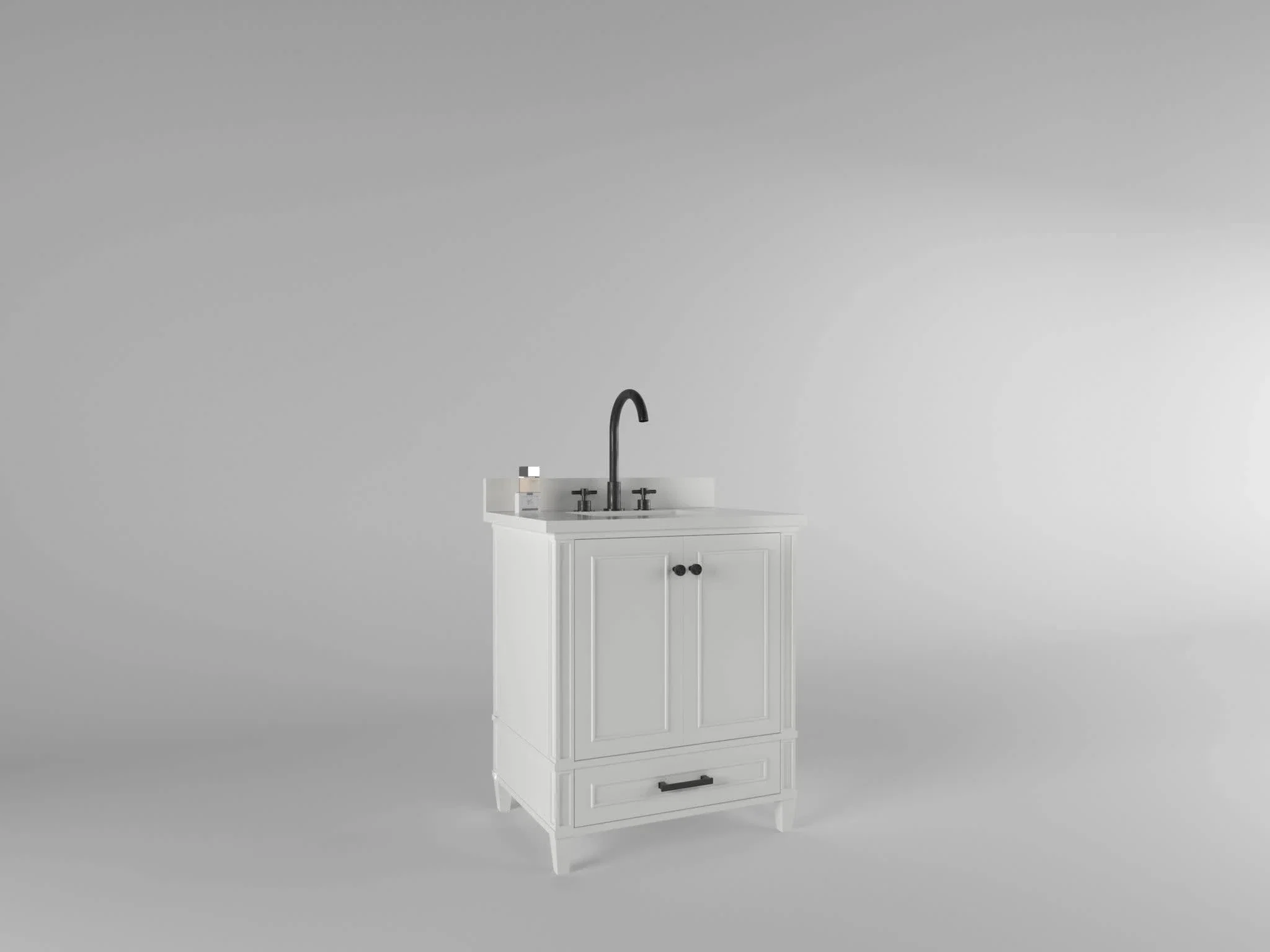 Windsor 30 inch bathroom vanity in Bright White, studio render