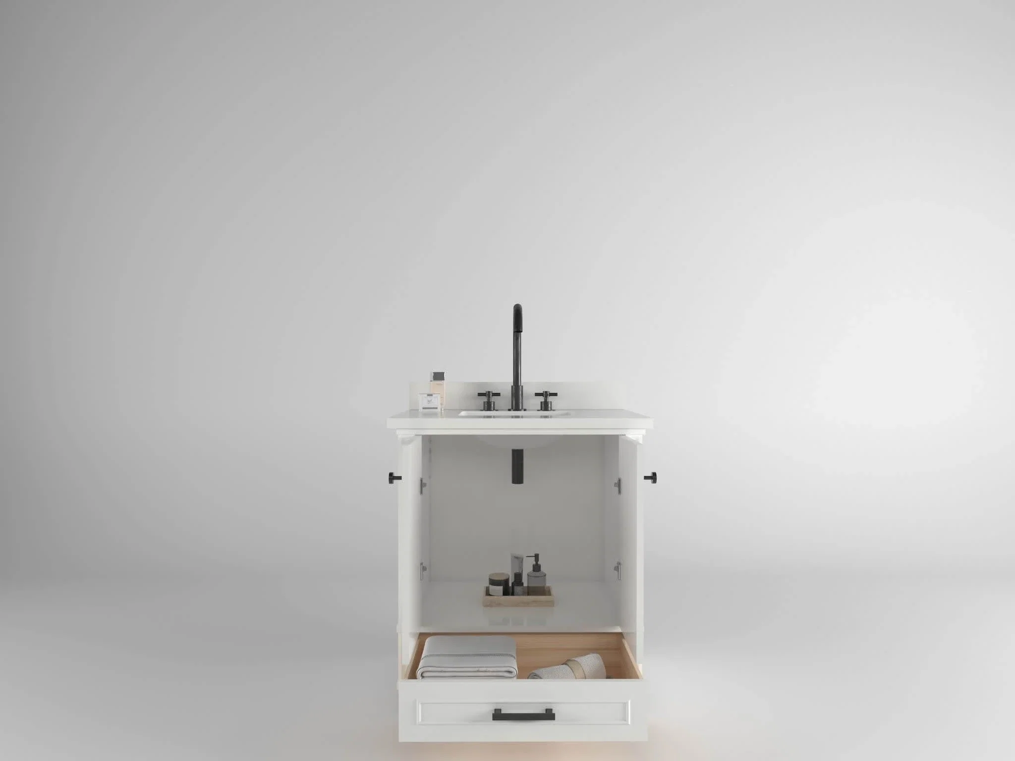 Windsor 30 inch bathroom vanity in Bright White, studio render