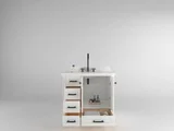 Windsor 36 inch left drawers bathroom vanity in Bright White, studio render