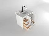 Windsor 36 inch left drawers bathroom vanity in Bright White, studio render