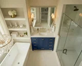 Windsor 48 inch bathroom vanity in Navy Blue, render view
