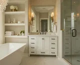 Windsor 48 inch bathroom vanity in Bright White, render view