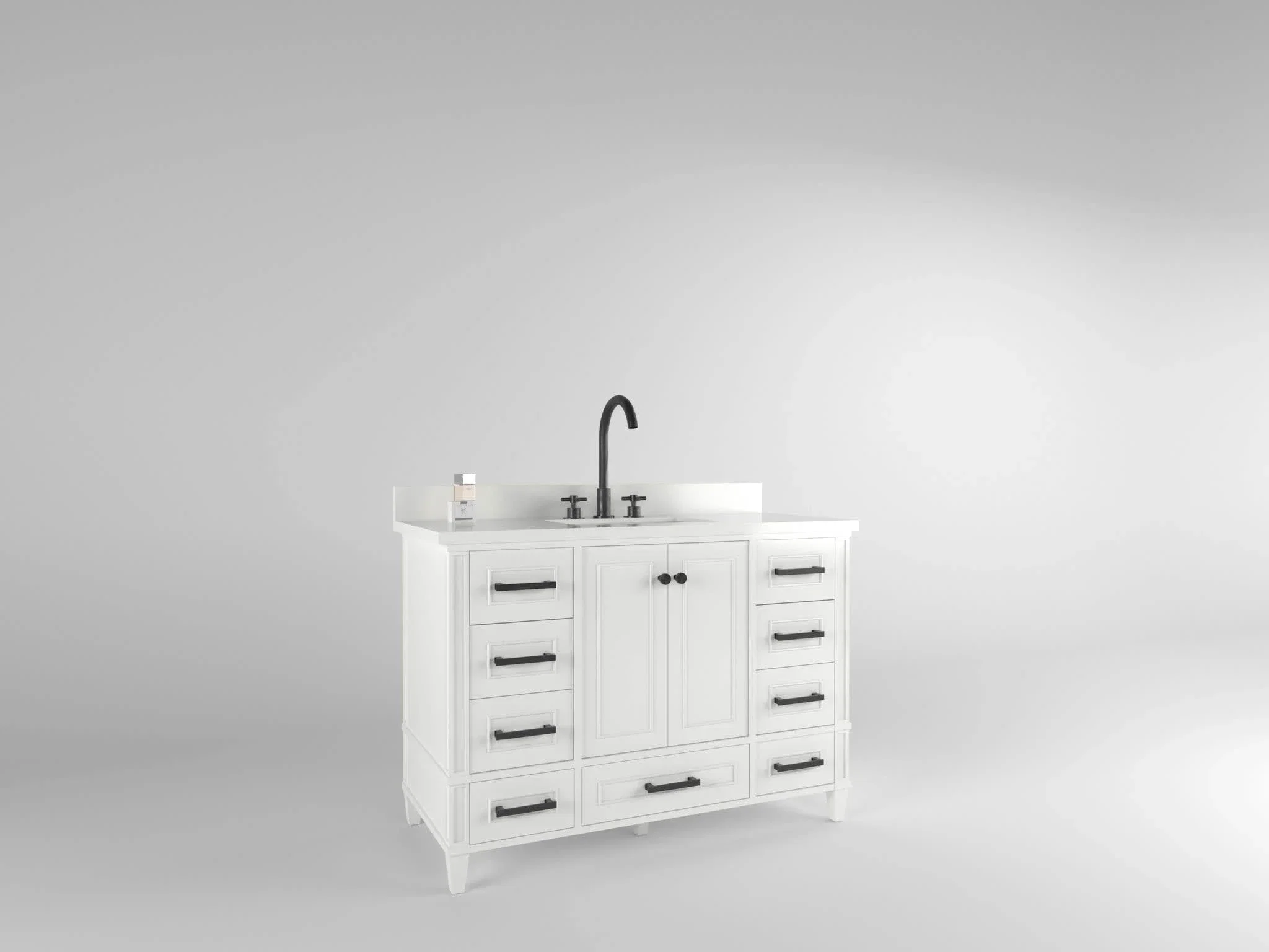 Windsor 48 inch bathroom vanity in Bright White, studio render