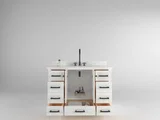 Windsor 48 inch bathroom vanity in Bright White, studio render