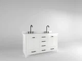 Windsor 60 inch double sink bathroom vanity in Bright White, studio render