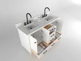 Windsor 60 inch double sink bathroom vanity in Bright White, studio render