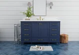 Windsor 60 inch single sink bathroom vanity in Navy Blue, studio render