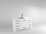 Windsor 60 inch single sink bathroom vanity in Bright White, studio render