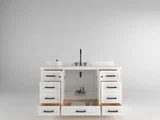 Windsor 60 inch single sink bathroom vanity in Bright White, studio render