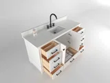 Windsor 60 inch single sink bathroom vanity in Bright White, studio render