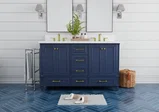 Windsor 59 inch double sink bathroom vanity in Navy Blue, studio render