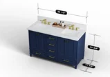 Windsor 59 inch double sink bathroom vanity in Navy Blue, studio render