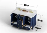 Windsor 59 inch double sink bathroom vanity in Navy Blue, studio render
