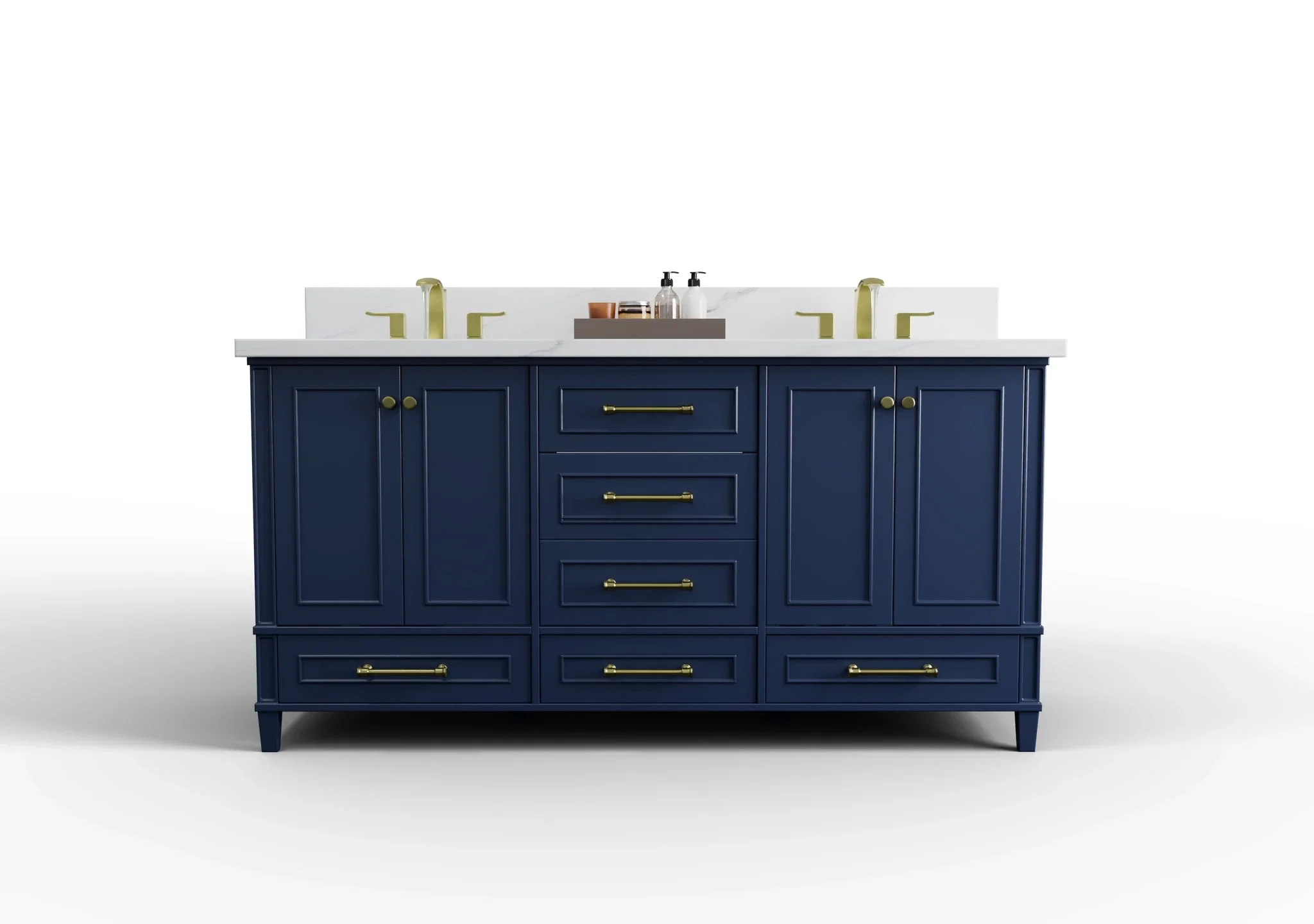 Windsor 72 inch bathroom vanity in Navy Blue, studio render