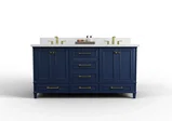 Windsor 72 inch bathroom vanity in Navy Blue, studio render