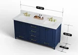 Windsor 72 inch bathroom vanity in Navy Blue, studio render