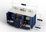 Windsor 72 inch bathroom vanity in Navy Blue, studio render
