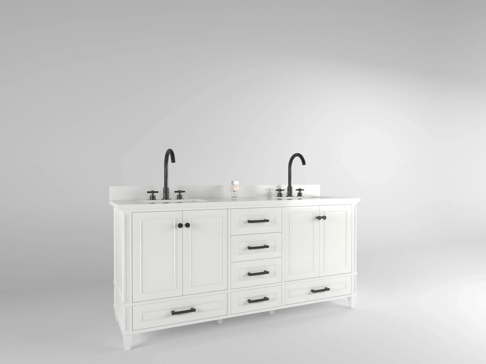 Windsor 72 inch bathroom vanity in Bright White, studio render