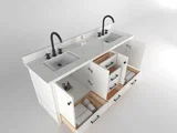 Windsor 72 inch bathroom vanity in Bright White, studio render